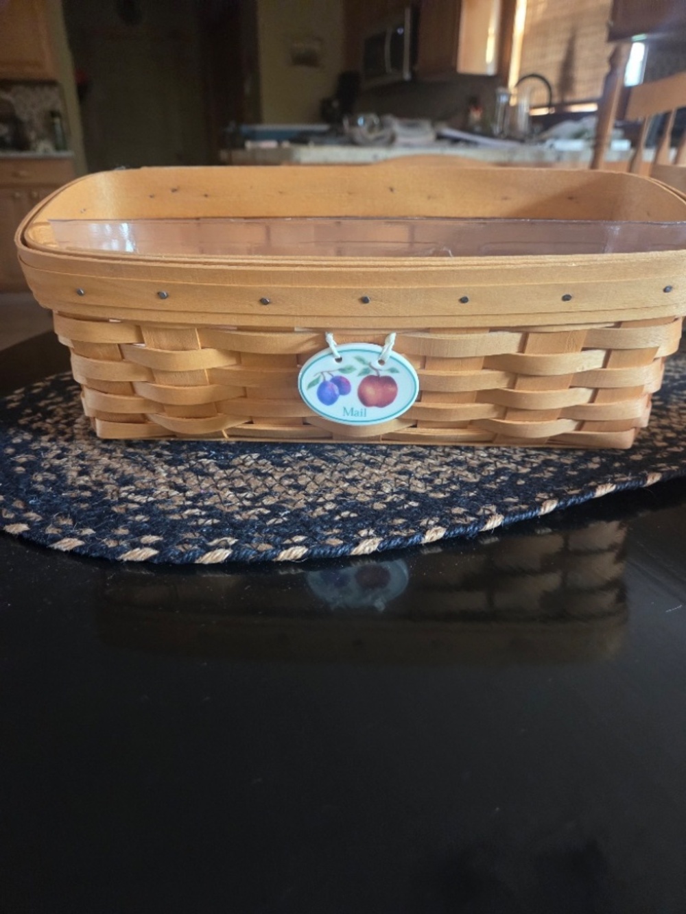 Longaberger 2002 Mail Basket with Protector and Mail Tag